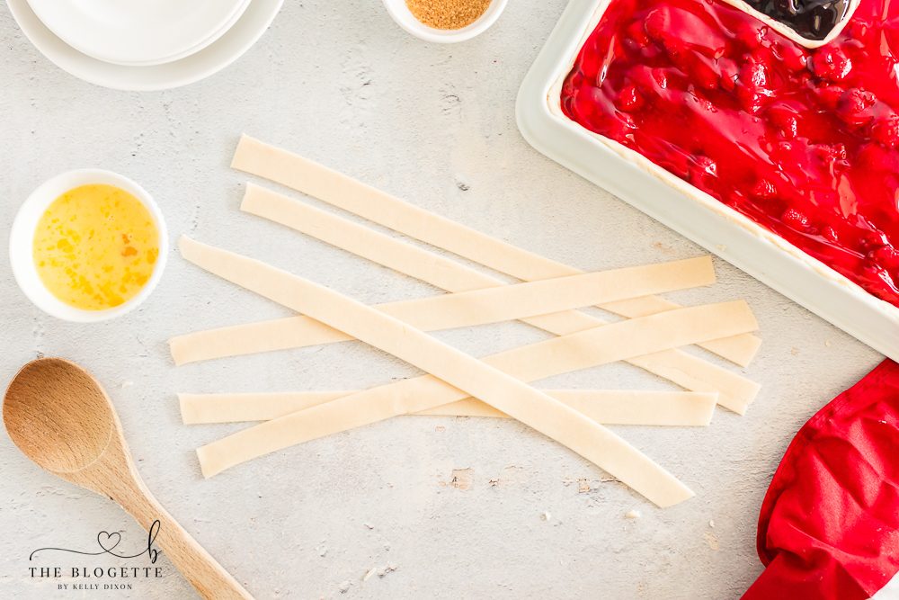 Pie crust cut into strips