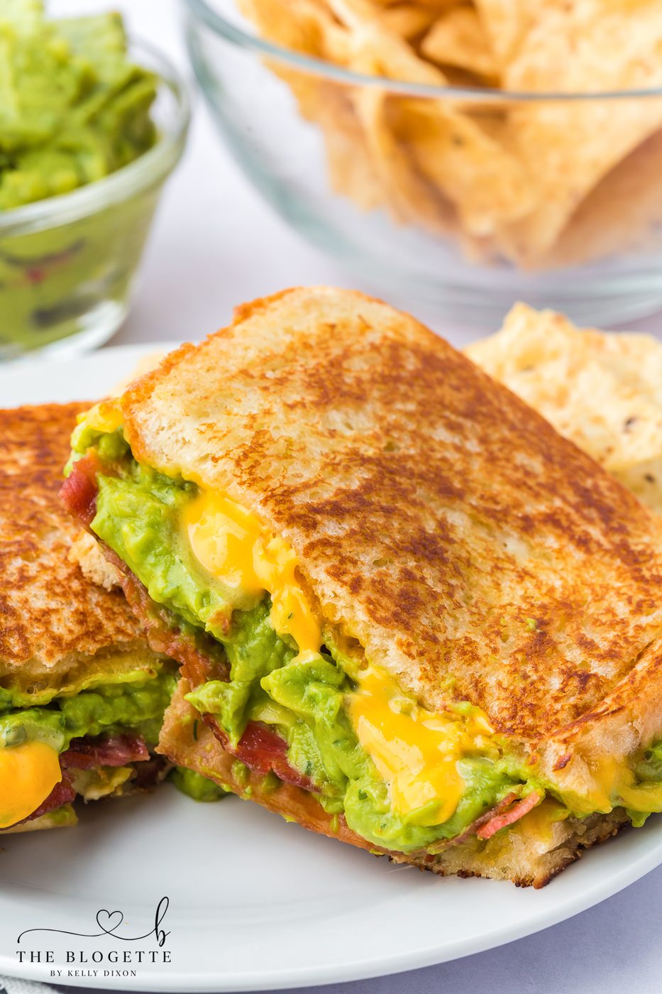 This Bacon Guacamole Grilled Cheese Sandwich has melted cheese, creamy guacamole, bacon, and a surprise crunch!