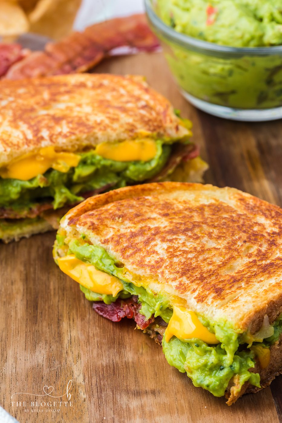 This Bacon Guacamole Grilled Cheese Sandwich has melted cheese, creamy guacamole, bacon, and a surprise crunch!