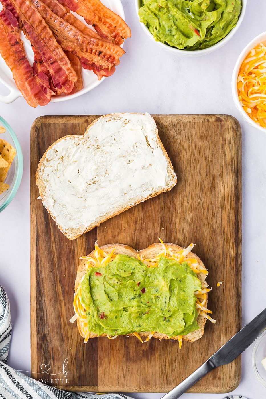 Add cheese and guacamole