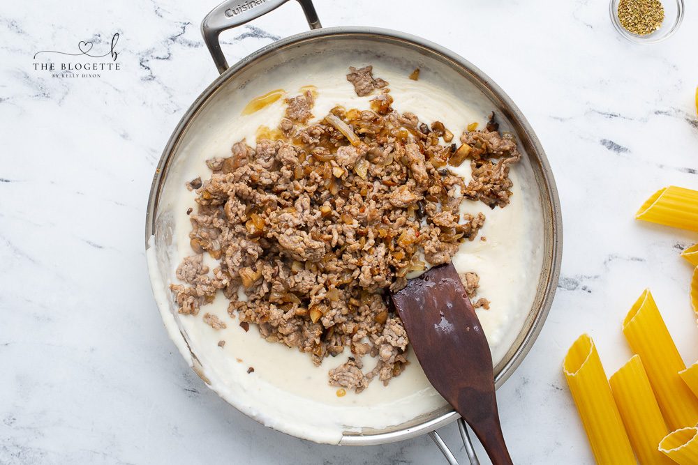 Ground sausage over cream sauce