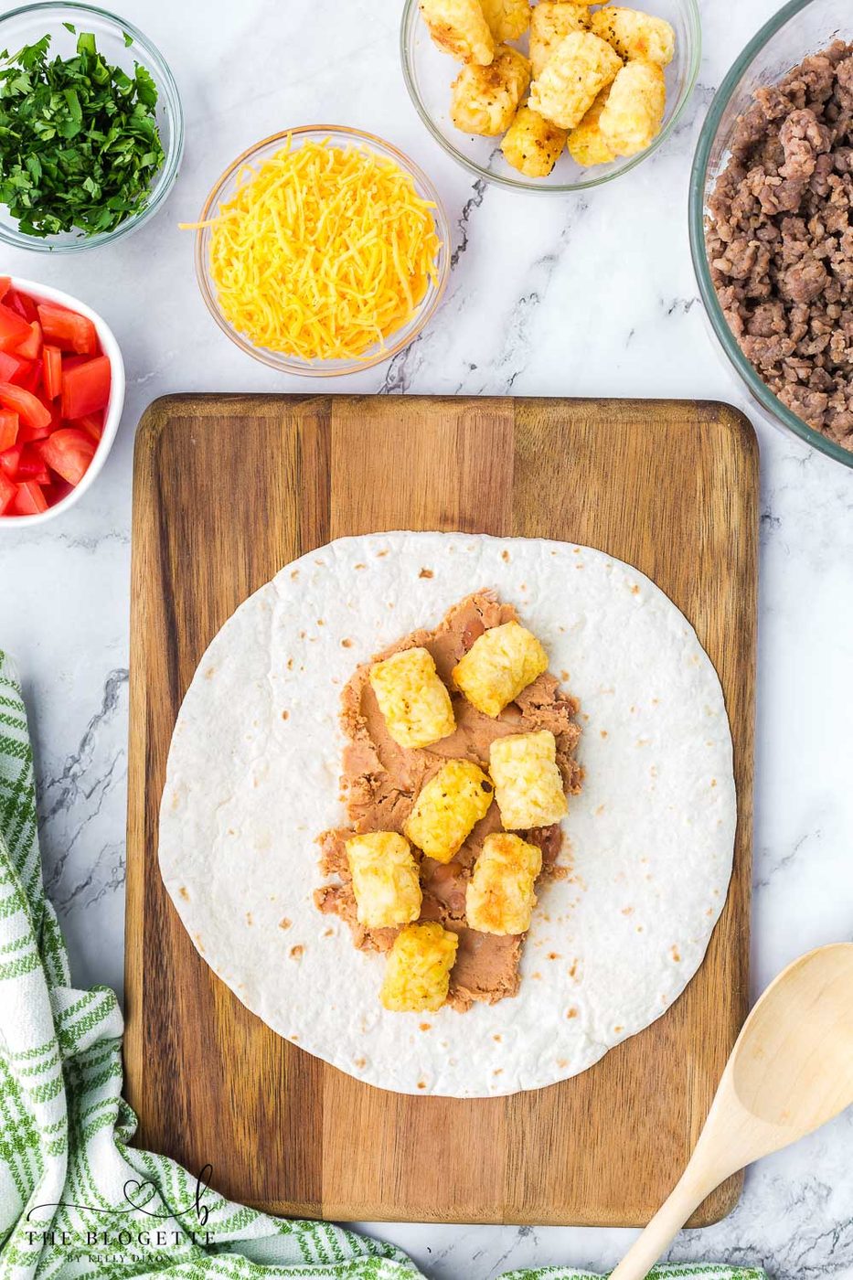 Tater tot breakfast burritos
