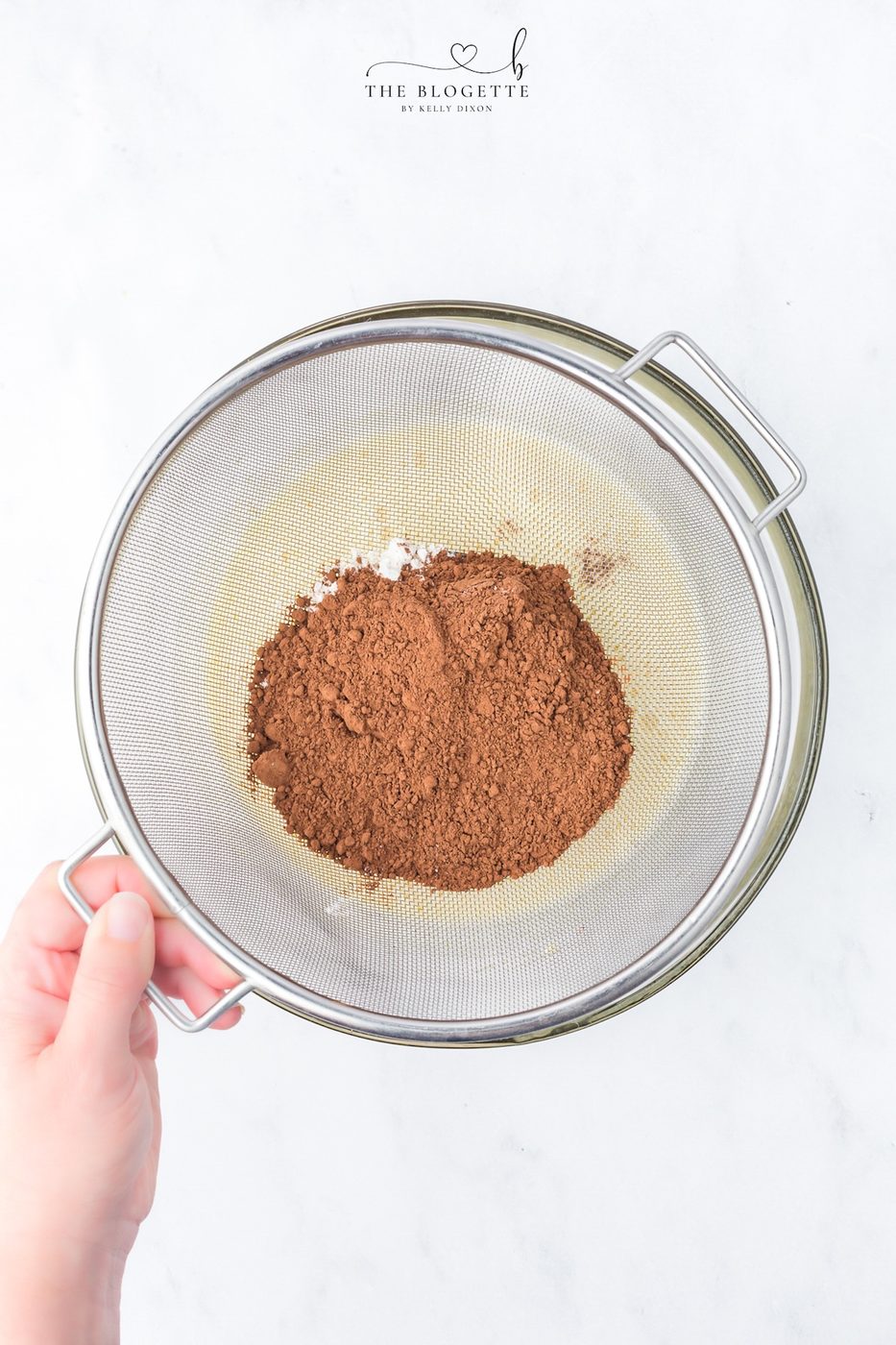 Sift the flour and cocoa powder into the batter