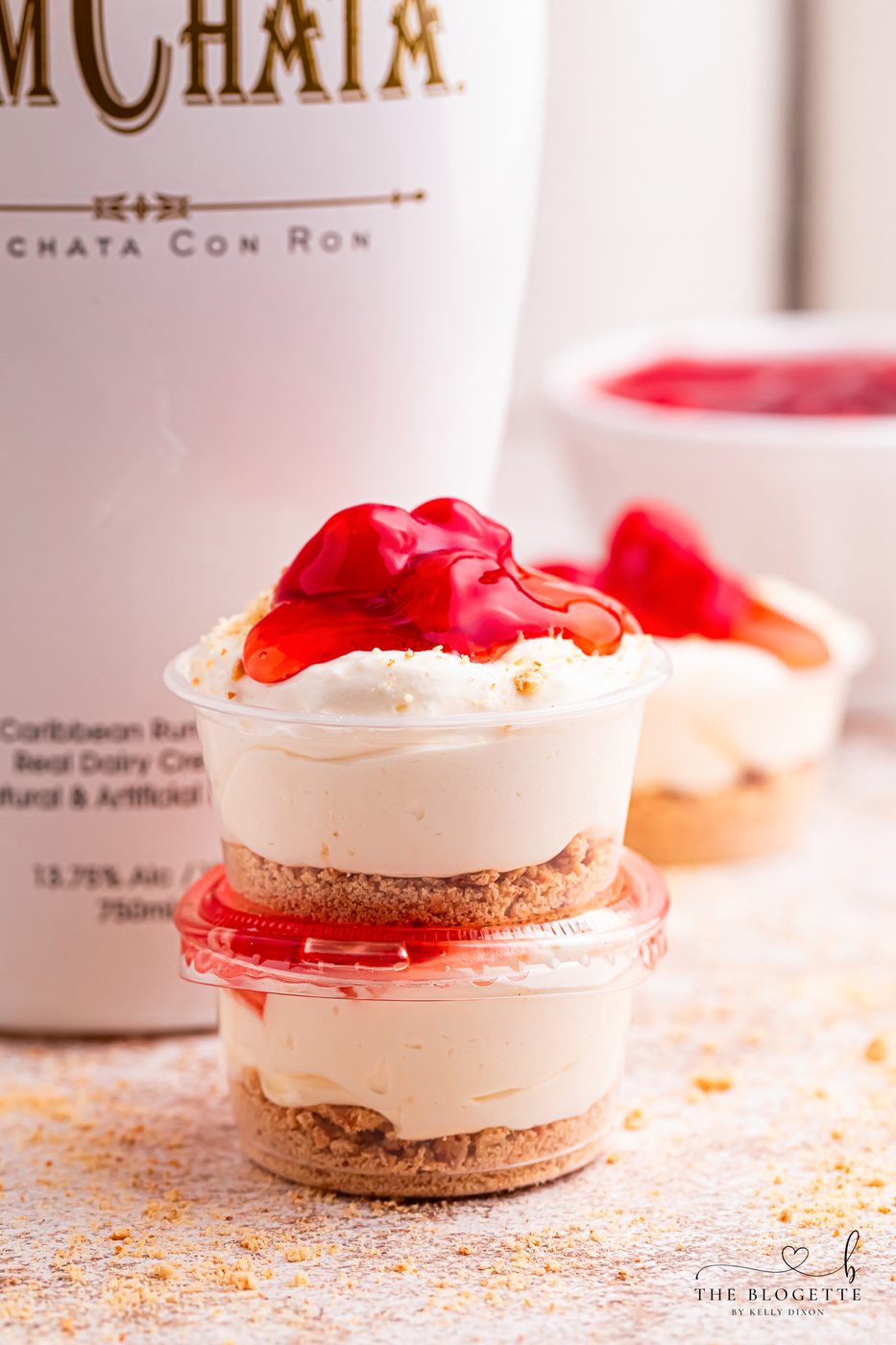 Cherry Cheesecake Shots 🍒✨ The well-balanced no-bake party dessert! Made with cheesecake pudding, Cool Whip, RumChata, graham crackers, and cherry pie filling. Straightforward dessert shooters for holidays, girls’ night, brunch, and celebrations. Try this simple prepare-ahead dessert idea!