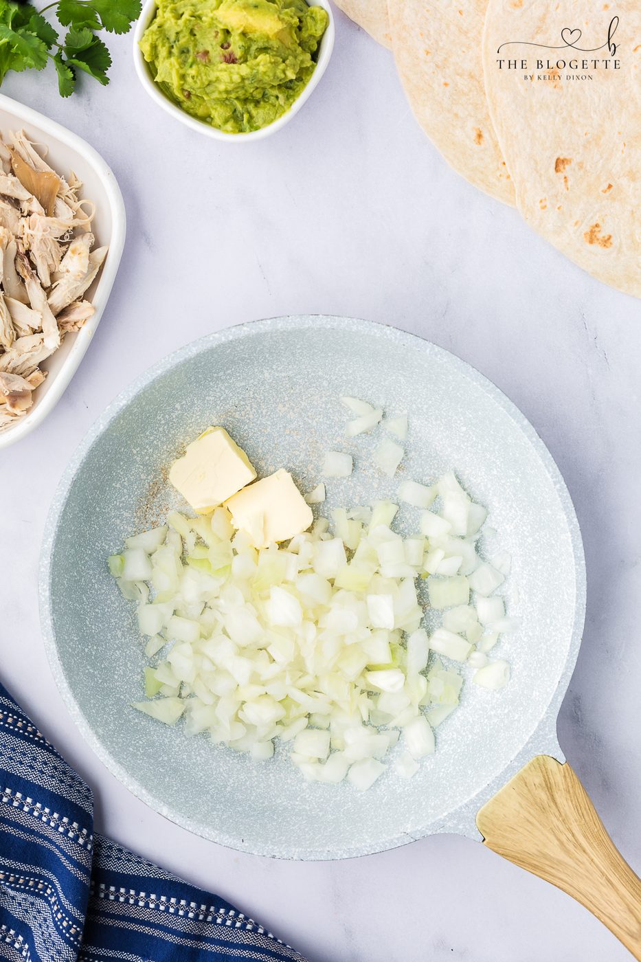 Add the diced onion and cook until slightly softened.