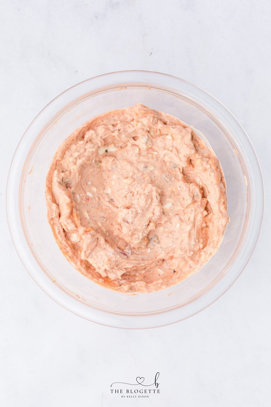 Mix cream cheese, salsa, fajita seasoning, and garlic.