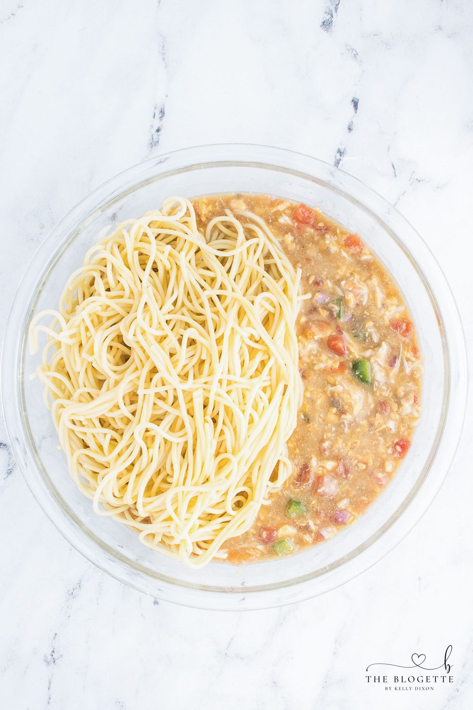 Spaghetti in mixture
