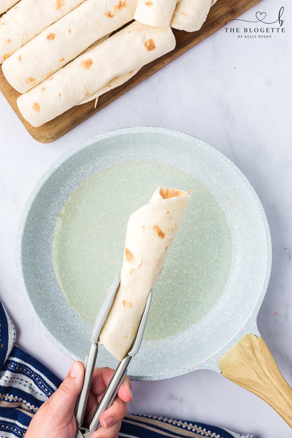 Fry each taquito for 2-3 minutes per side.