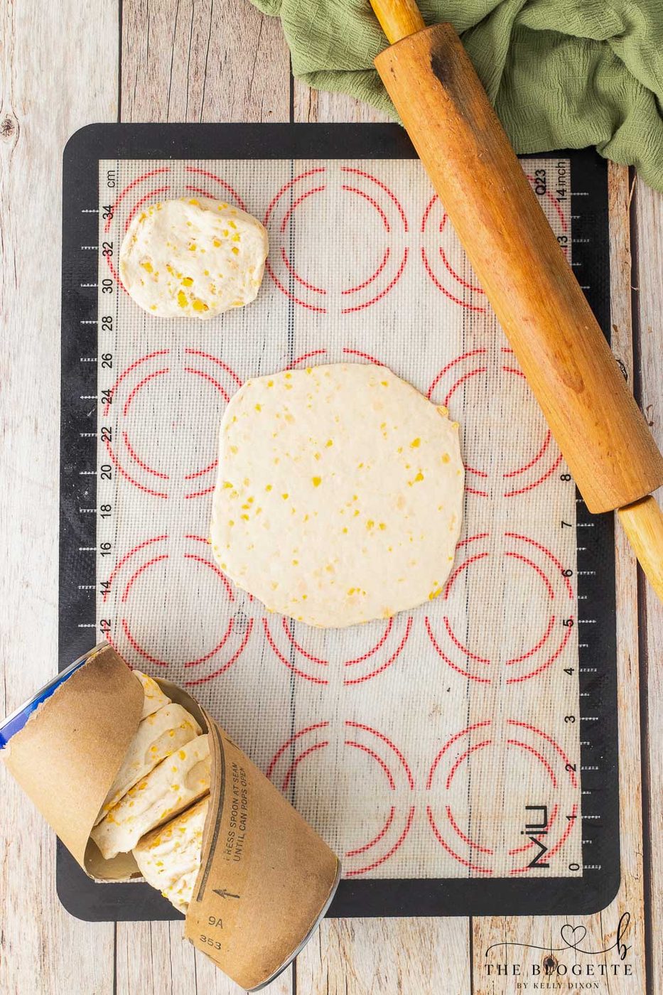 Roll out biscuits until flat