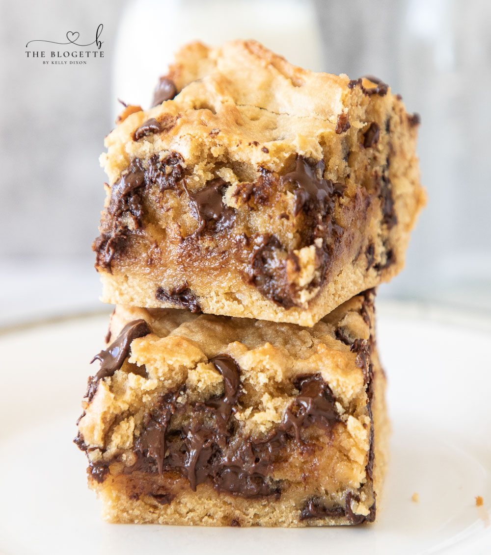 Chocolate Chip Cookie Bars are our favorite and laziest way to bake chocolate chip cookies!