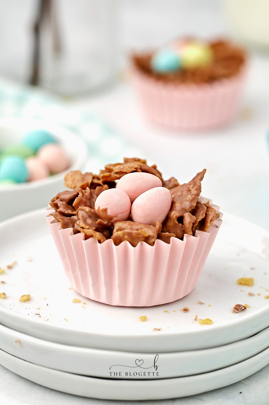 Chocolate Egg Nests made with cornflakes are the well-balanced Easter treat! This an straightforward, no-bake Easter dessert idea that kids can help make.