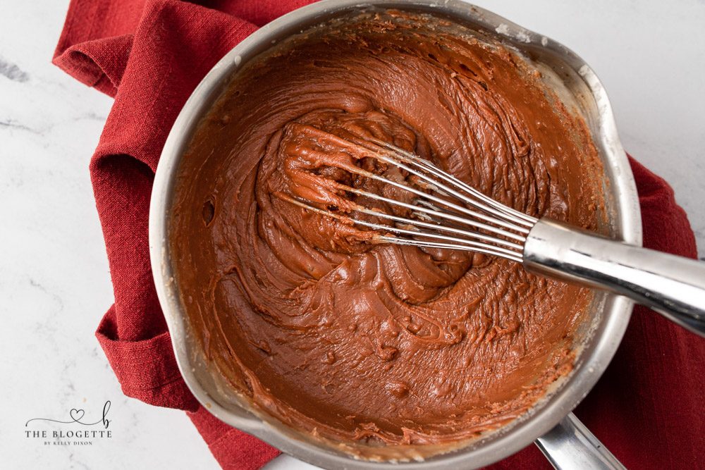 Melting fudge in a pot
