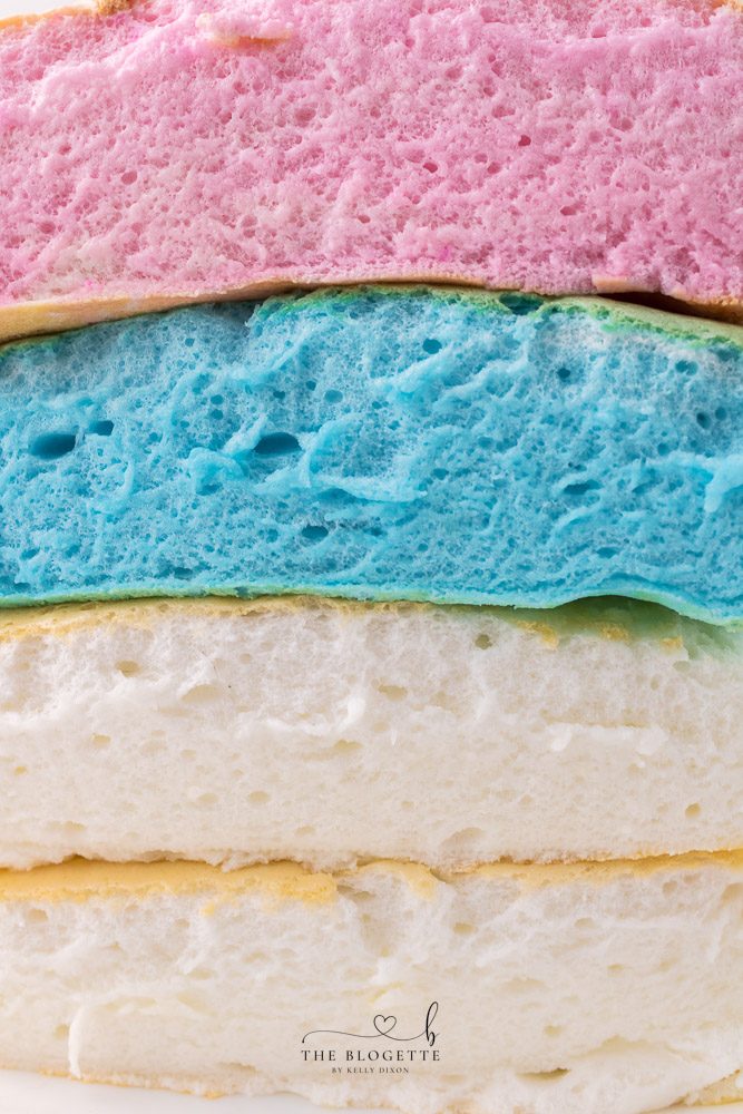 Soft and fluffy cloud bread is straightforward to mix and tastes almost like cotton candy! It is fun to rip open, revealing the colorful bread inside.