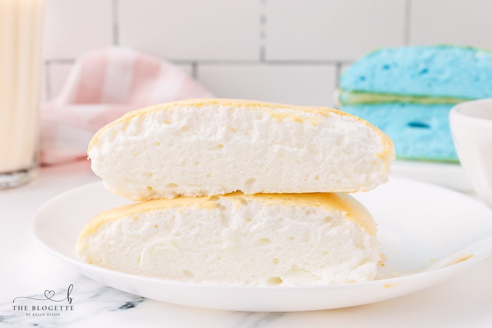 Soft and fluffy cloud bread is straightforward to mix and tastes almost like cotton candy! It is fun to rip open, revealing the colorful bread inside.