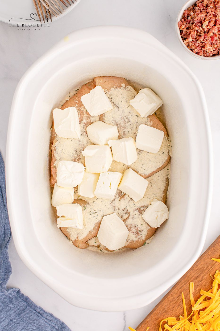 Cream cheese, ranch mix, chicken