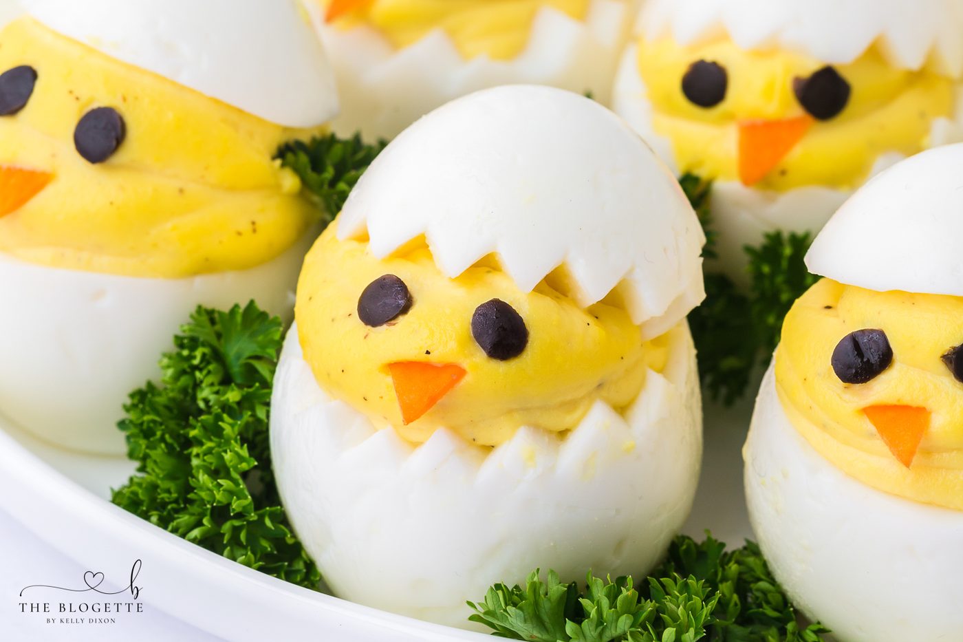 Deviled Egg Chicks are an adorable, satisfying, and fun twist on the classic party appetizer. They are truly the well-balanced recipe for Easter.