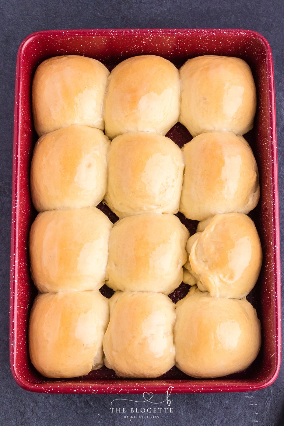 Bake until the tops are lightly golden brown. Brush with butter!