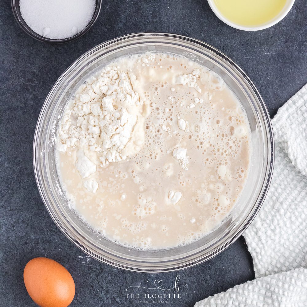 Combine yeast mixture with flour and salt