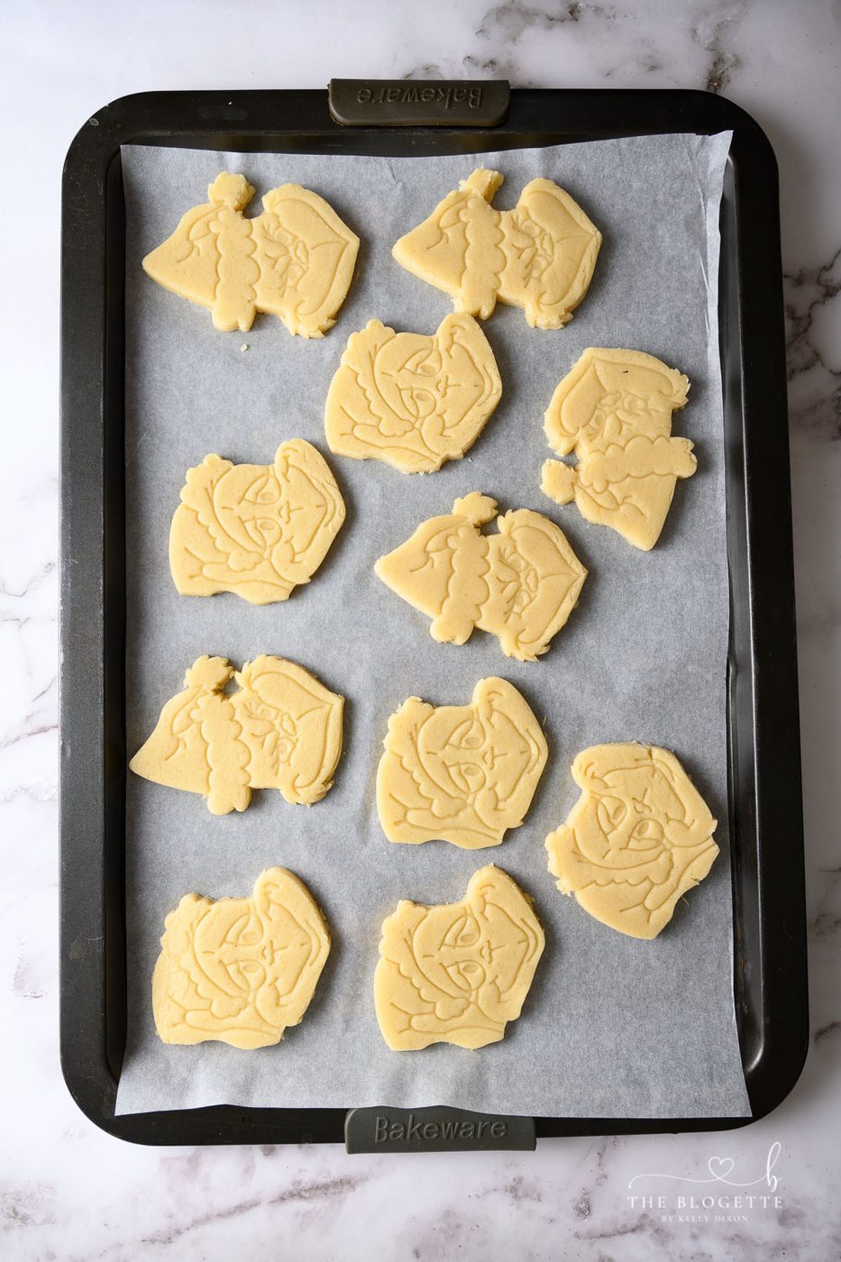 Cookies on baking sheet with parchment paper