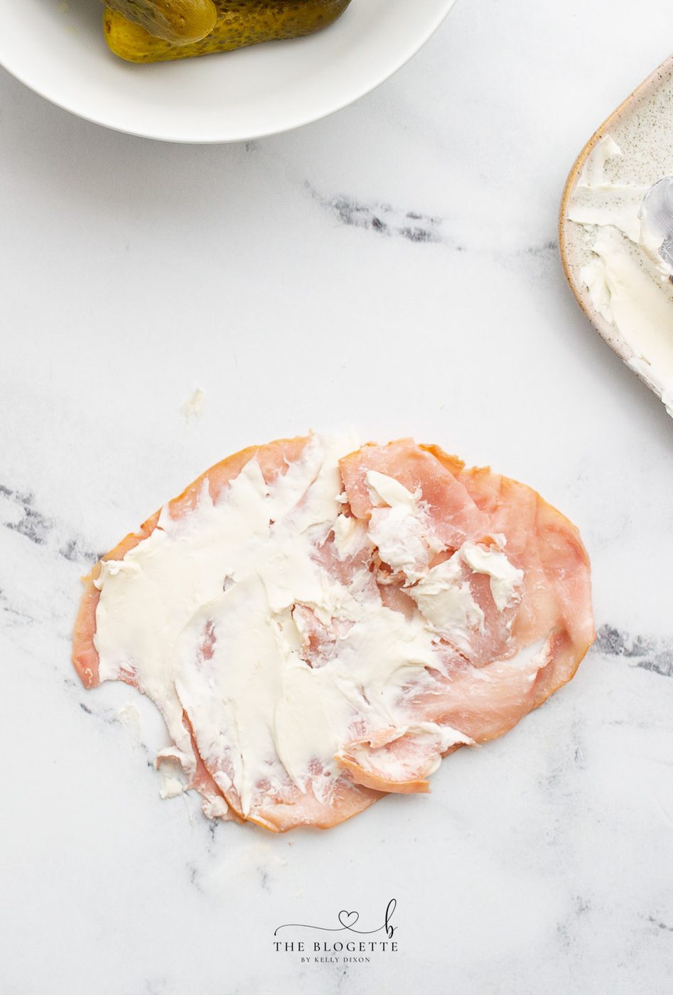 Cream cheese on ham