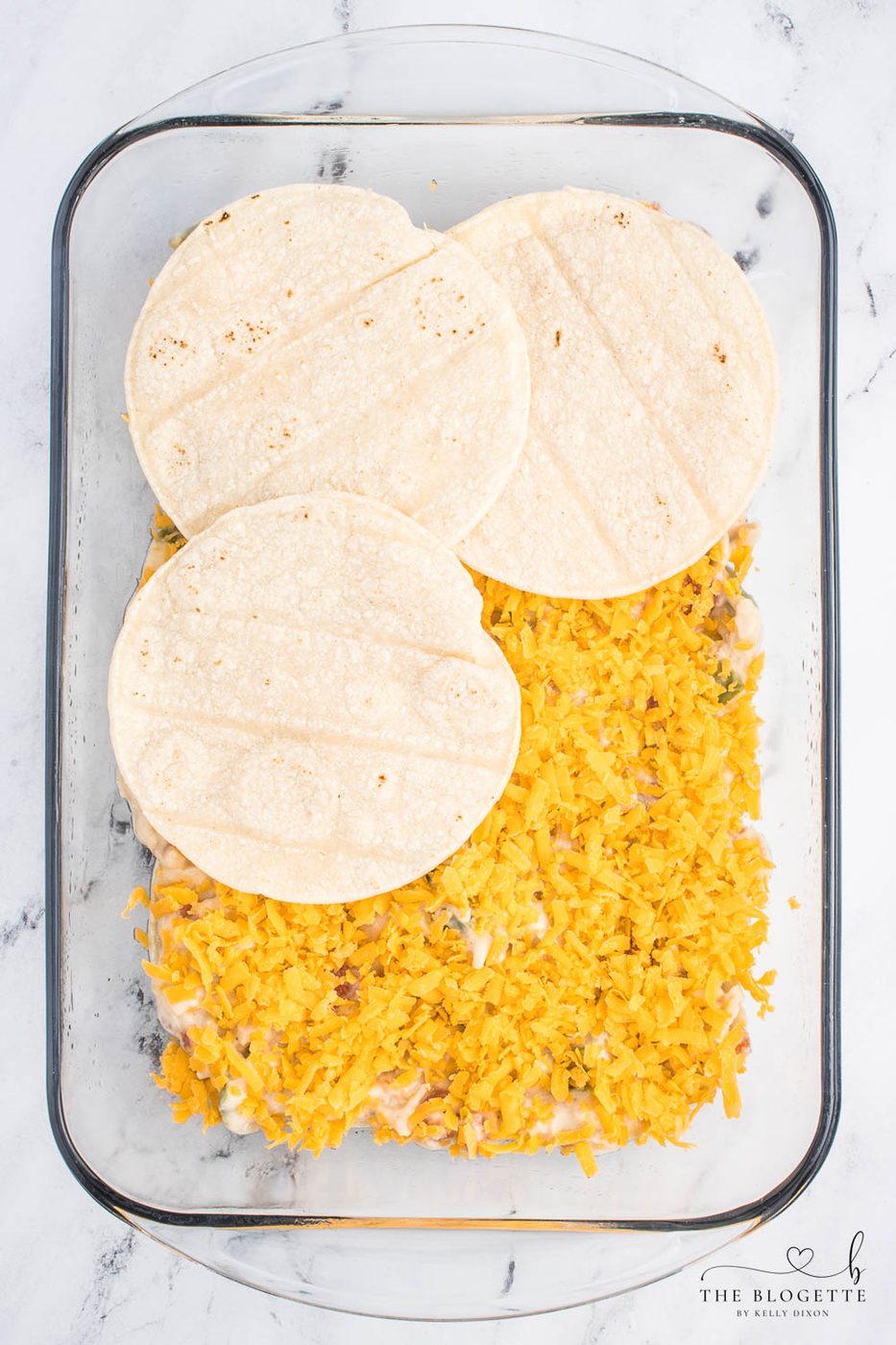 Layering tortillas in casserole