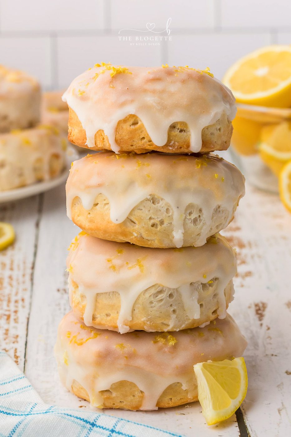 Fresh and fluffy lemon glazed air fryer donuts are soft on the outside and even softer on the inside.