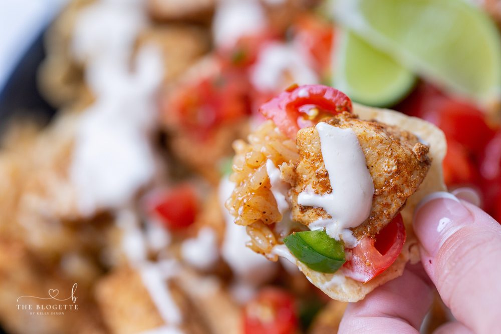 Mexican seasoned chicken with cheese and rice