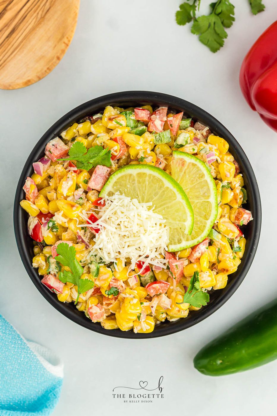 Mexican Street Corn Salad, also known as esquites, is an straightforward and creamy side dish or appetizer packed with flavor! A take on elote.