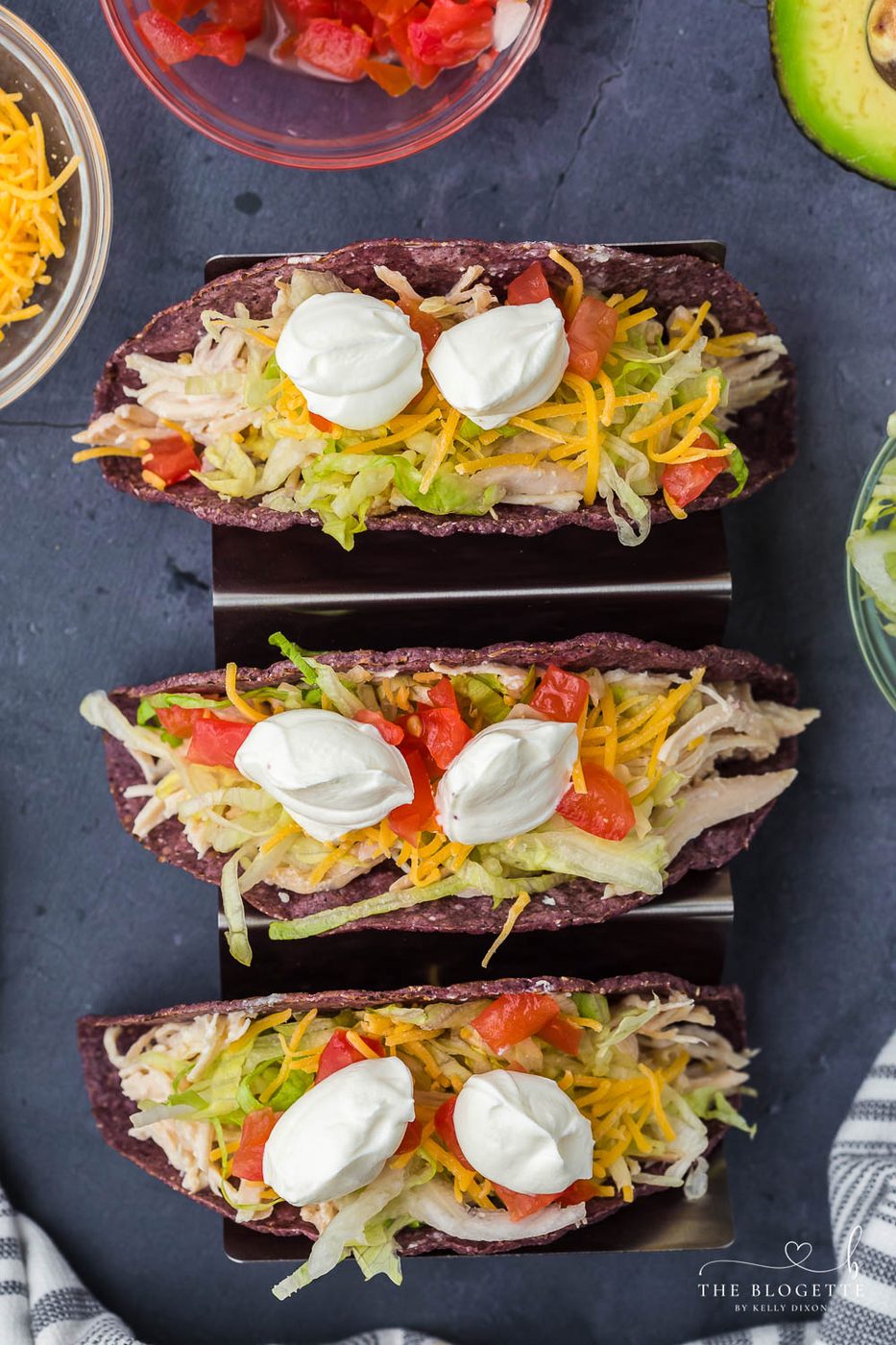 Sour cream eyes on tacos