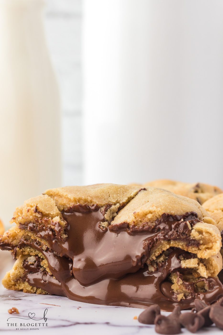 A favorite Bakery Style chocolate-hazelnut spread Stuffed Chocolate Chip Cookies Recipe!