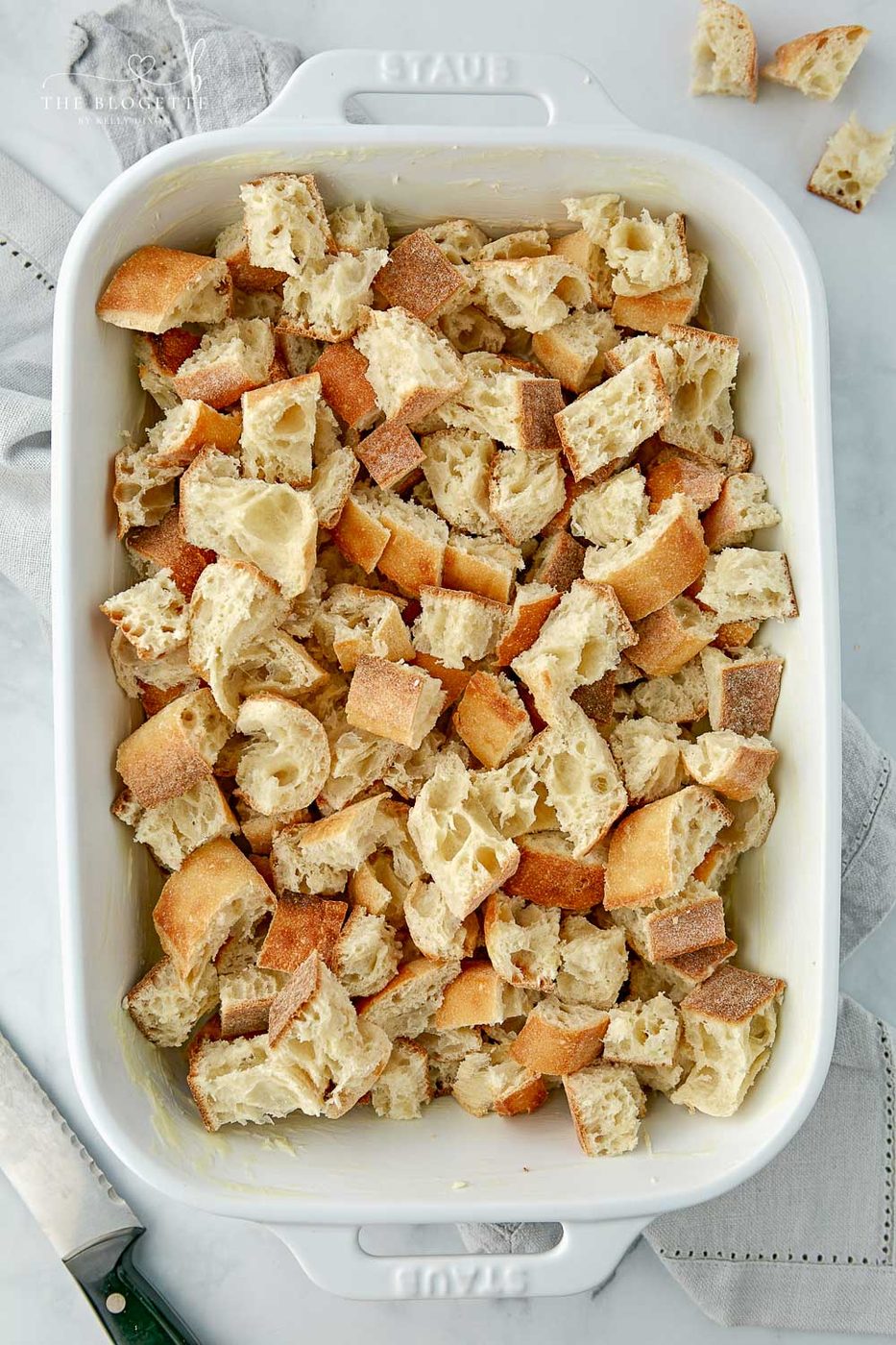 Cut bread into cubes