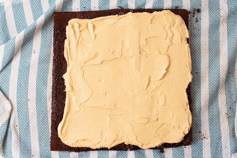 Peanut Butter Frosting on Cake Roll