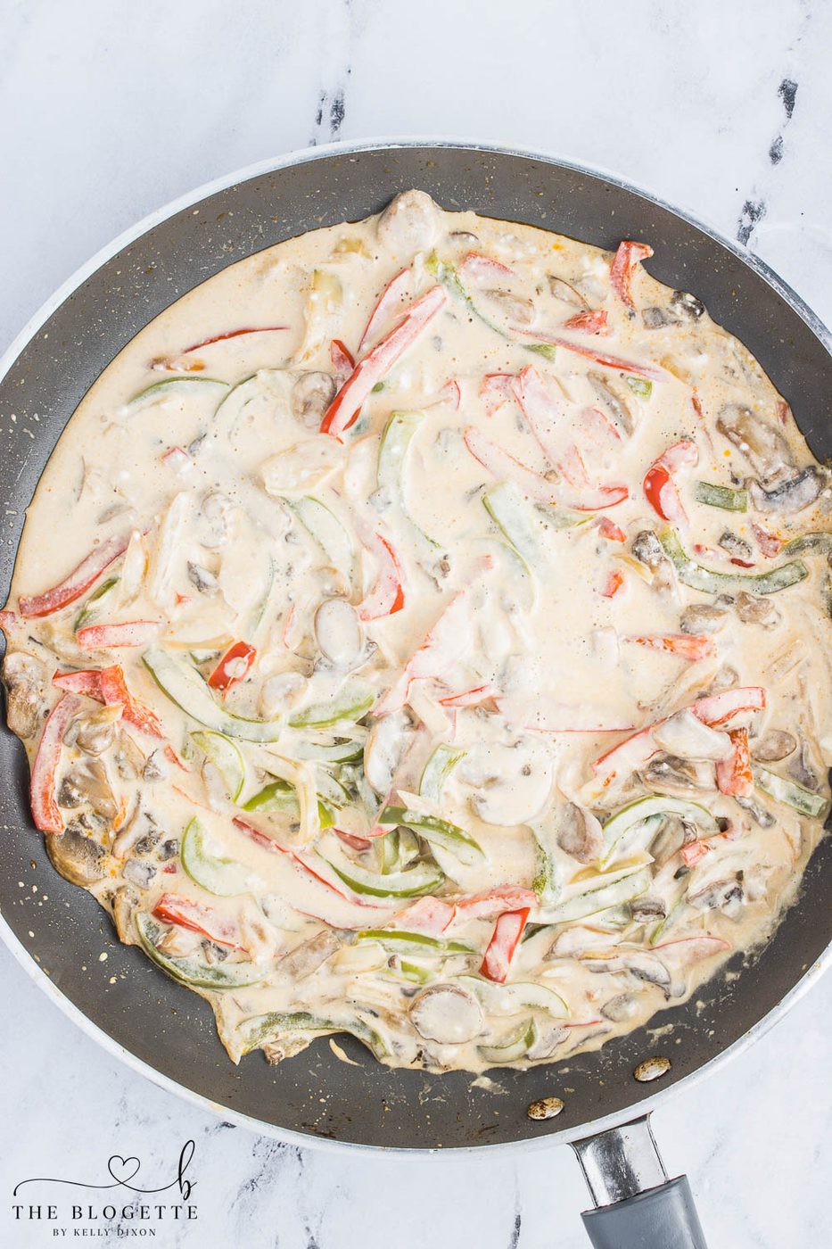 Creamy cheesesteak mixture