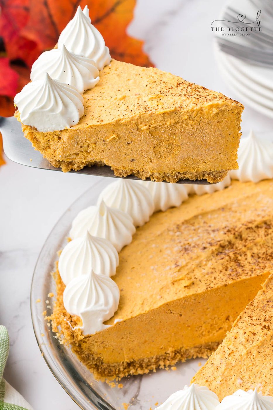 Pumpkin Fluff Pie is a pumpkin cream pie with a graham cracker crust. If you're craving a cold and creamy pumpkin spice treat, this one is for you!