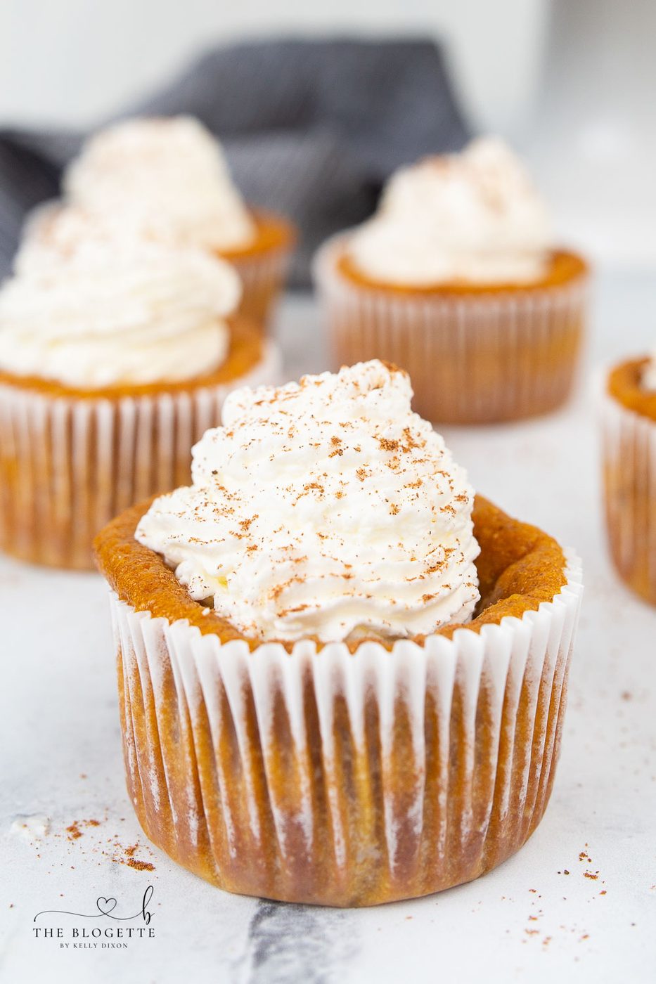 Pumpkin Pie Cupcakes (also known as Impossible Pumpkin Pie Cupcakes) are individual sized pumpkin pies well-balanced for pumpkin spice cravings.