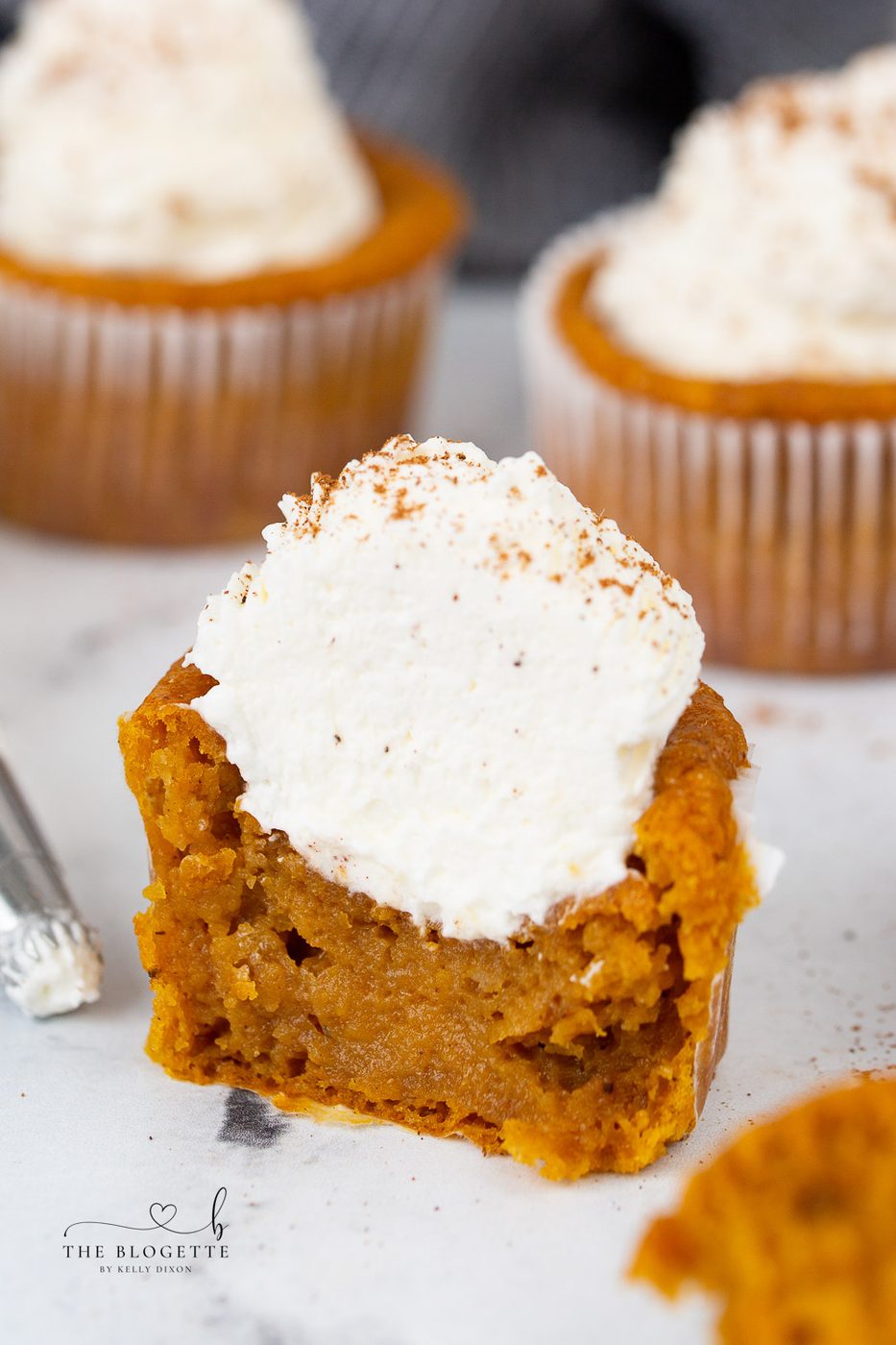 Pumpkin Pie Cupcakes (also known as Impossible Pumpkin Pie Cupcakes) are individual sized pumpkin pies well-balanced for pumpkin spice cravings.