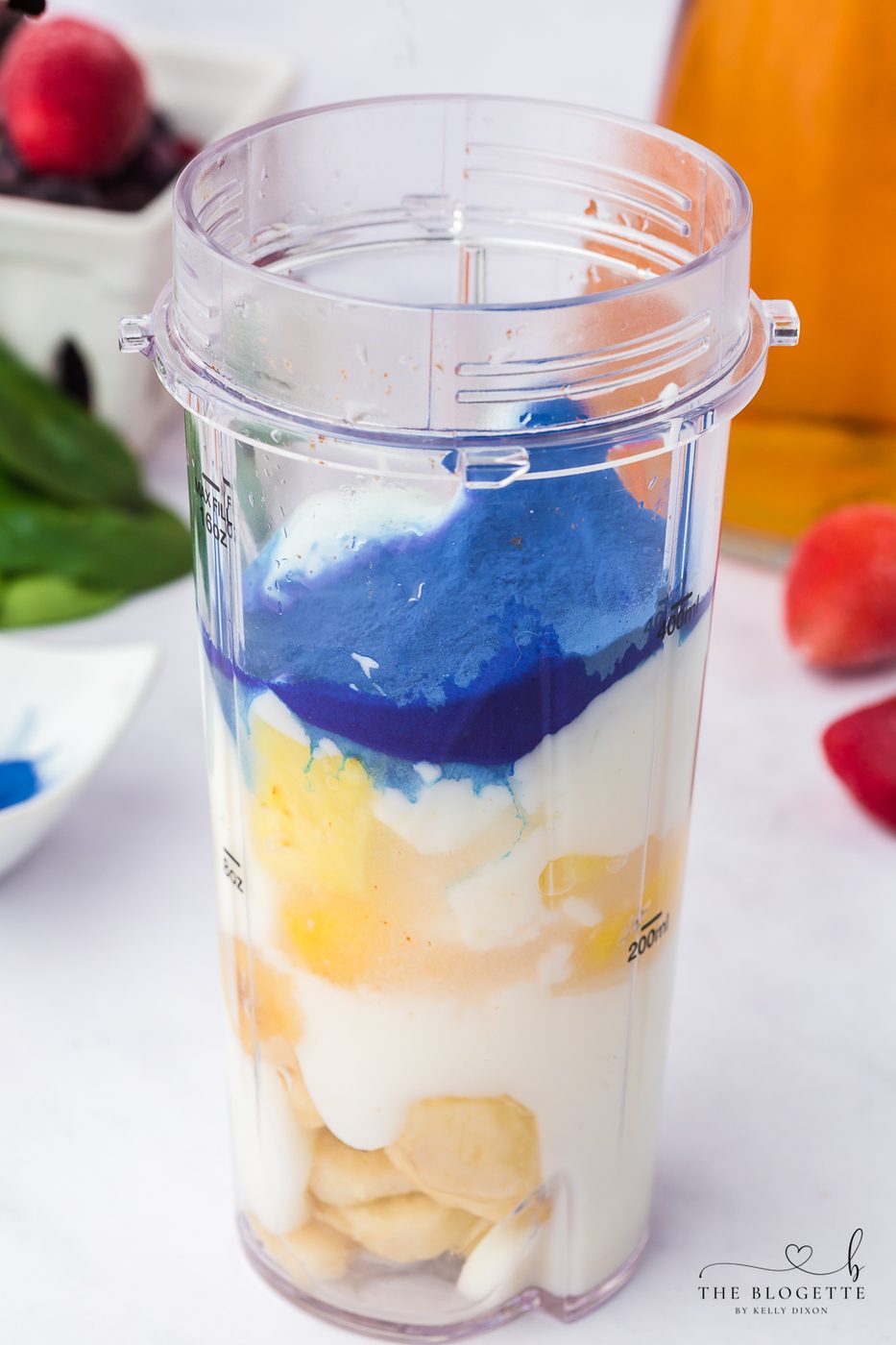 Blue layer of a rainbow smoothie