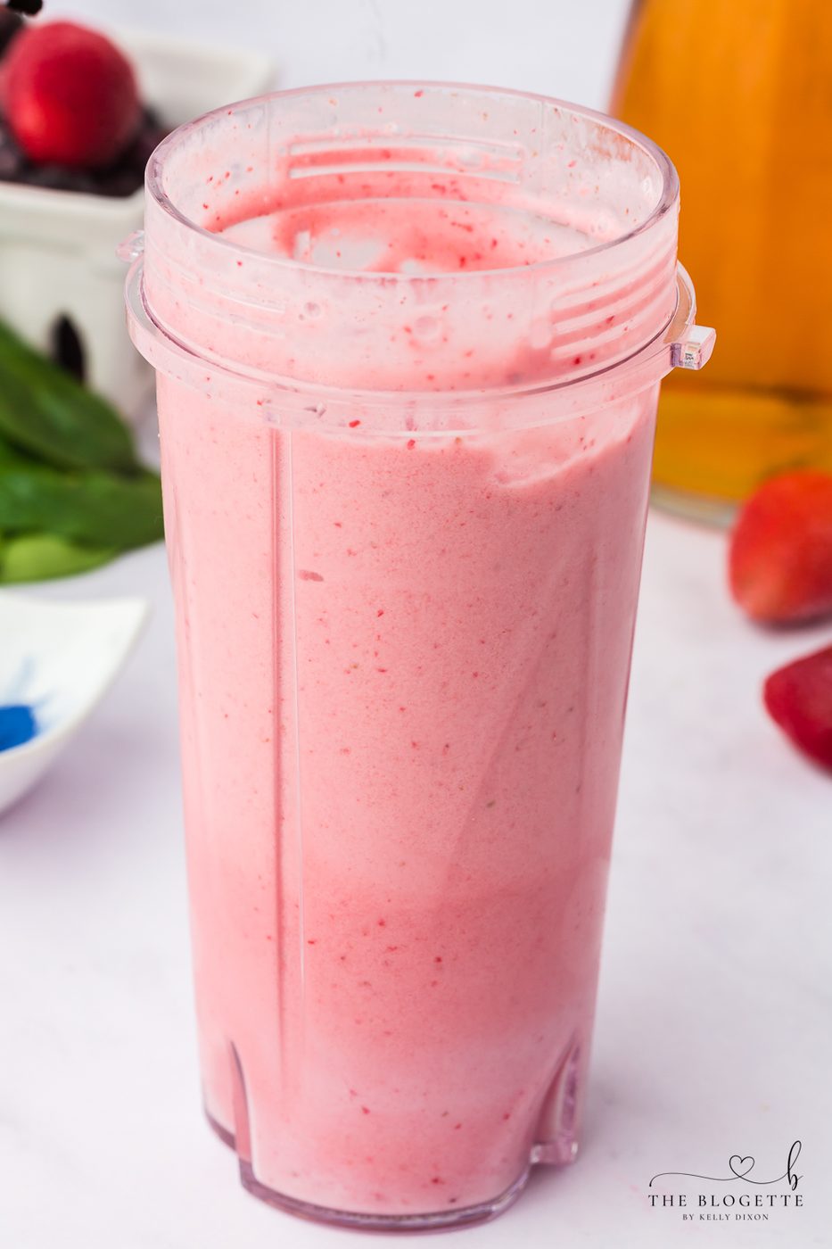 Pink layer of a rainbow smoothie