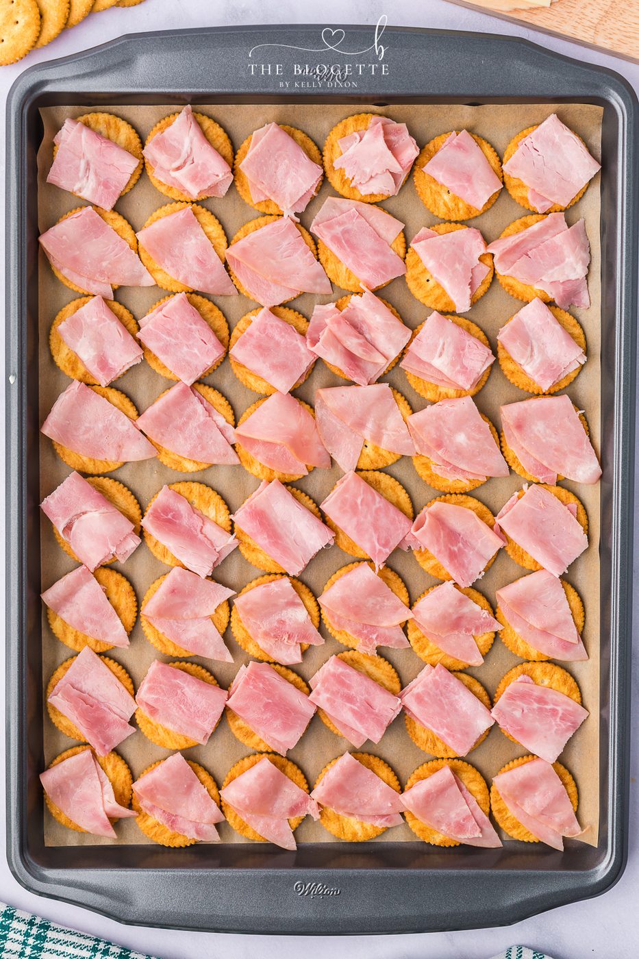 Layer the ham and cheese