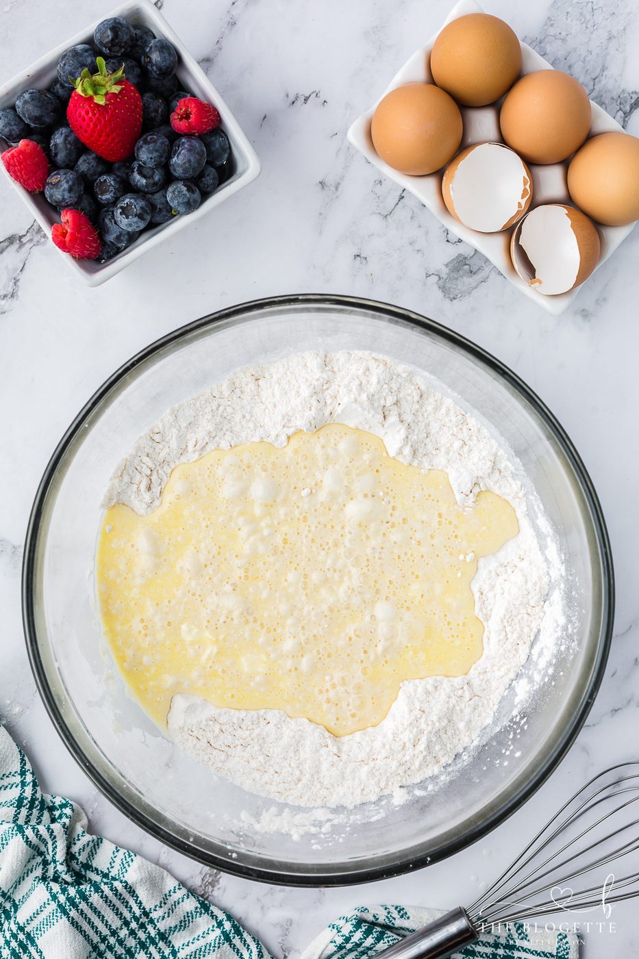 Mix the wet and dry ingredients