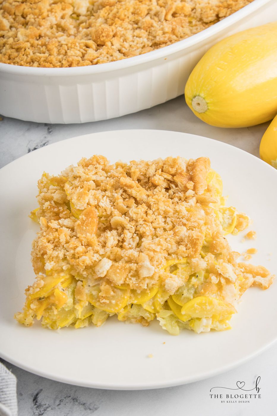 Yellow squash casserole is both comforting and indulgent. Rich, creamy layers of squash topped with buttery butter cracker crackers!