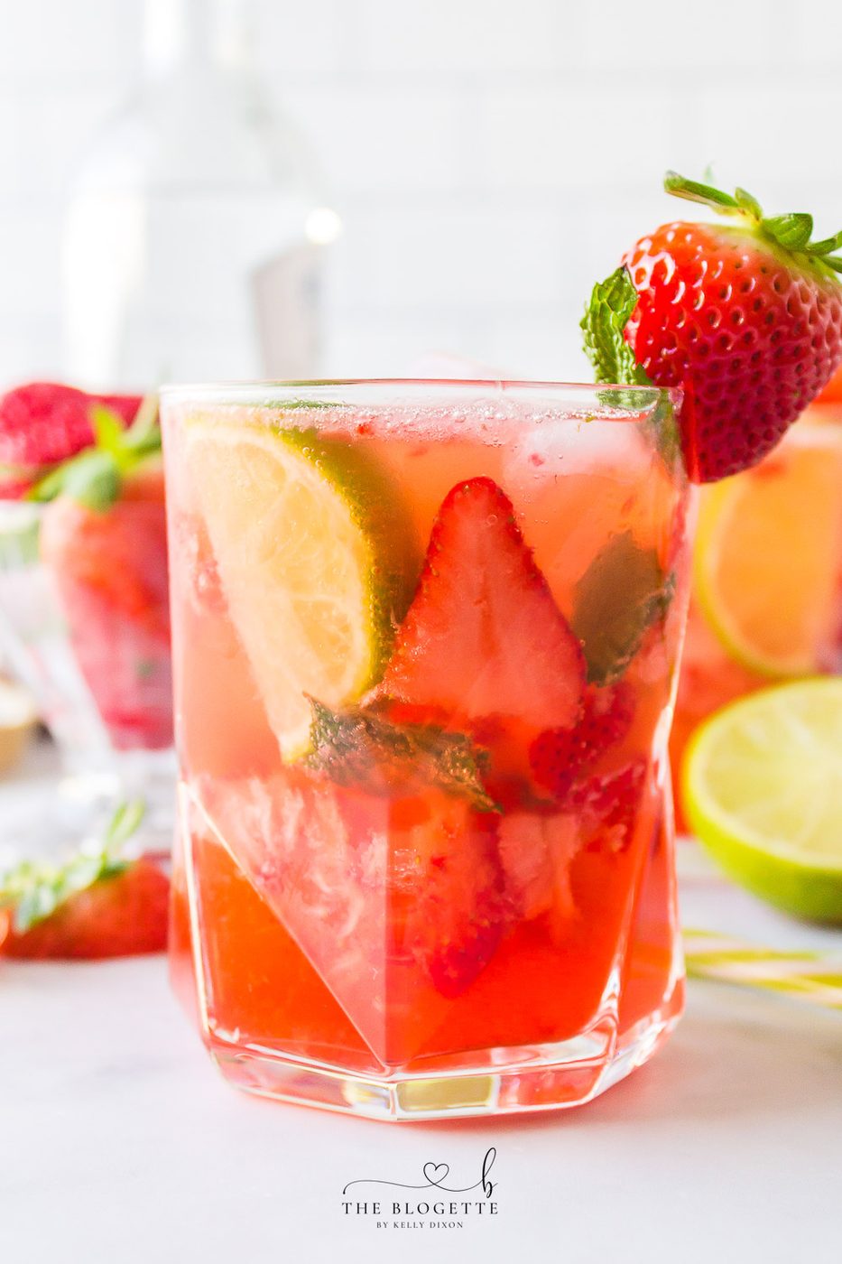 A Strawberry Mojito is a gorgeous, yet, simple twist on a traditional mojito! Prepared with strawberries, rum, lime, simple syrup, and mint, this sunny weather drink is straightforward enough for anyone to make