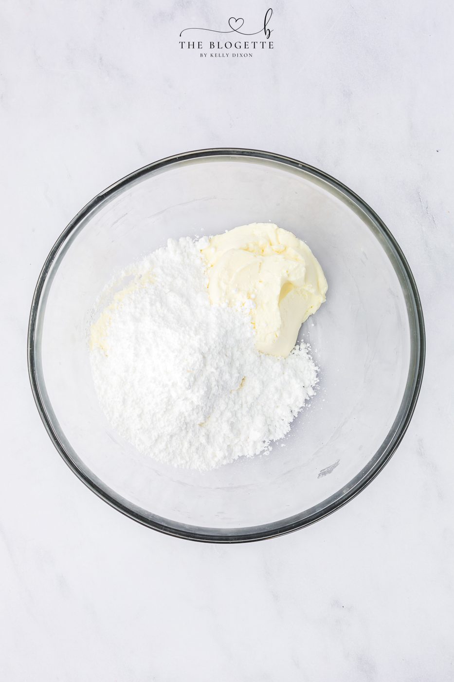 blend the cream cheese and sugar