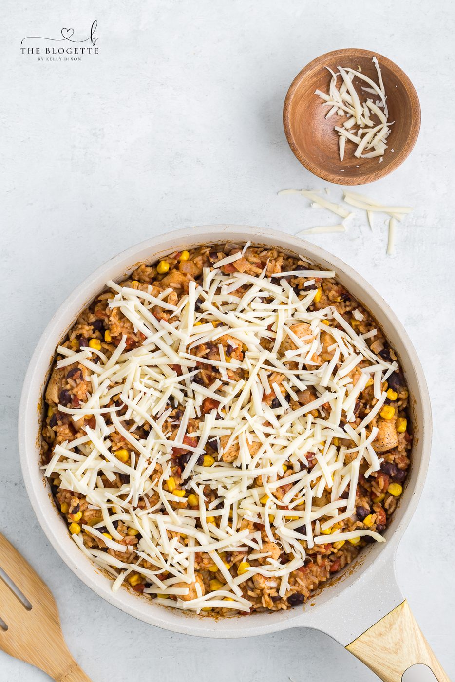 Shredded cheese on top