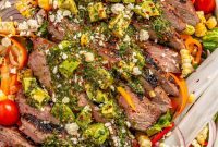 Grilled Flank Steak and Fresh Avocado Chimichurri Salad