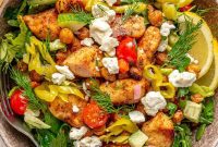 One-Pan Greek Chicken and Roasted Chickpea Delight