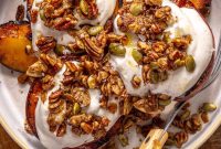 Fire-Kissed Peaches with Creamy Swirl and Pecan Crunch