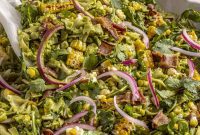 Fiesta Elote Pasta Salad with Jalapeño Lime Dressing and Crispy Bacon