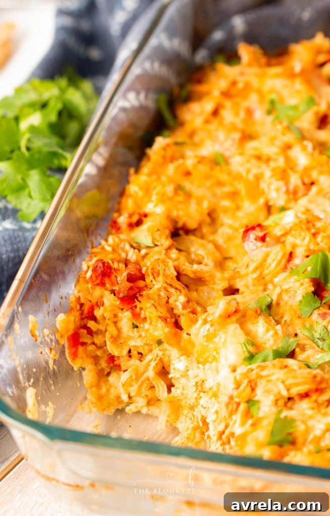 Zesty Chicken Fajita Bake 2 A close-up shot of a cheesy chicken fajita casserole, fresh out of the oven, with melted cheese and vibrant peppers, ready to be served for a busy weeknight dinner.