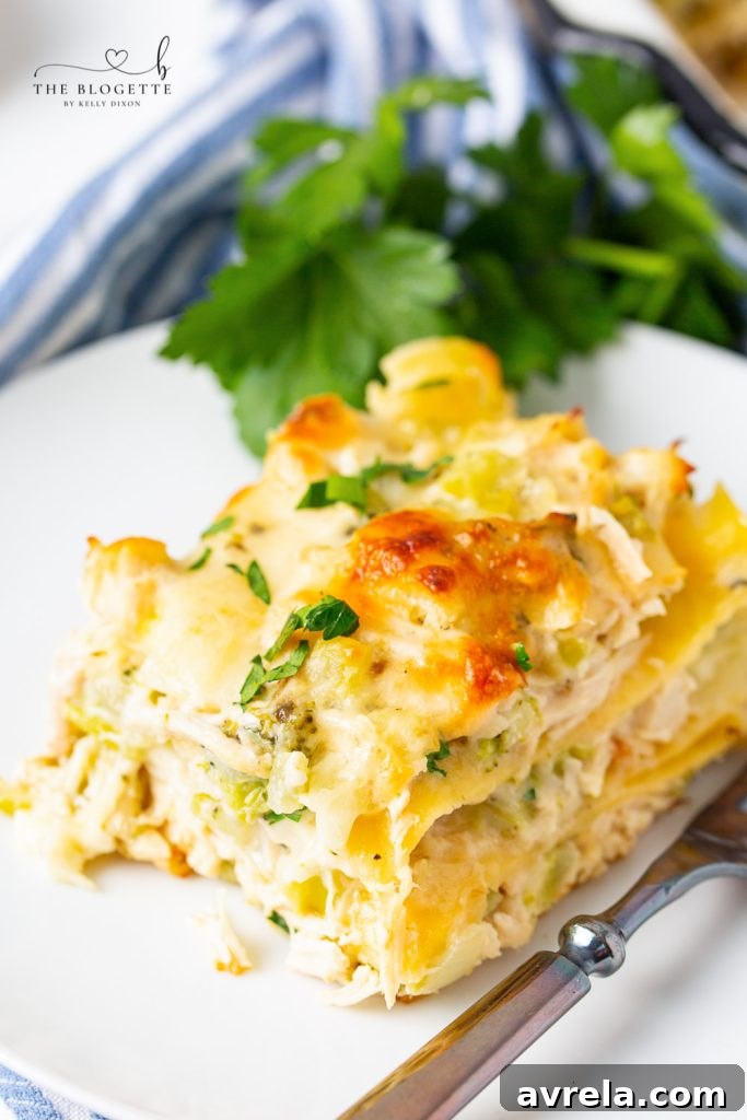 Creamy Chicken Broccoli Lasagna 10 The BEST Chicken and Broccoli Lasagna! Tender chicken is layered with broccoli, lasagna noodles, and a rich and creamy cheese sauce!